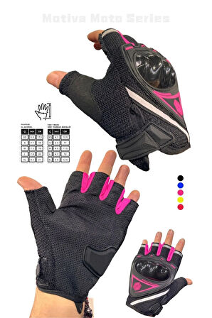 Pembe Kısa Yarım Parmak Kadın Motosiklet Eldiveni MW120P