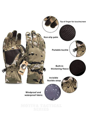 Su Geçirmez Softshell Multicam Motosiklet Taktik Spor Kışlık Kar Balıkçı Eldiveni