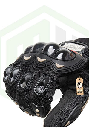 Motosiklet Eldiveni Siyah 3 Mevsim Korumalı Standart Elastik Kumaş