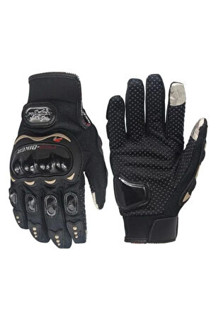 Motosiklet Eldiveni Siyah 3 Mevsim Korumalı Standart Elastik Kumaş