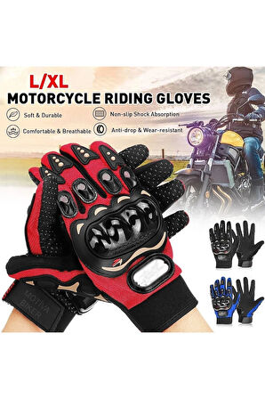 2025 Motosiklet Eldiveni Kırmızı 3 Mevsim Korumalı Dokunmatik Kaymaz Elastik Kumaş