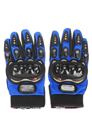 Yazlık Motosiklet Mavi 3 Mevsim Korumalı Kaymaz Elastik Kumaş Bisiklet Eldiveni