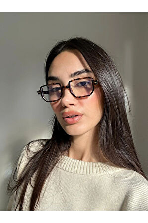 Lodin Geometrik Leopar Köşeli Mavi Işık korumalı Gözlük | 50 Ekartman | Cam değişmeye Uygun