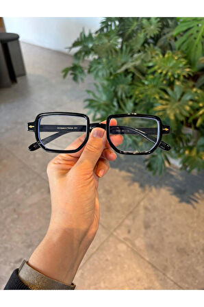 Lodin Geometrik Siyah Köşeli Mavi Işık korumalı Gözlük | 50 Ekartman | Cam değişmeye Uygun