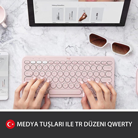 Logitech K380 Kablosuz Multi-Device Klavye Pembe