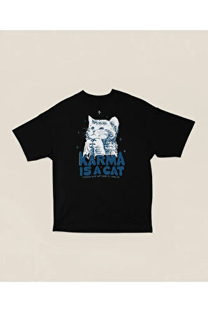Karma Is A Cat Taylor Swift Baskılı Unisex Oversize Şarkıcı Tişört