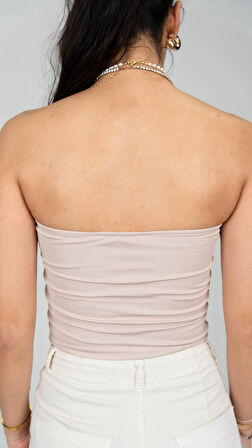 Lola Taş Rengi Gül Detaylı Straplez Büstiyer