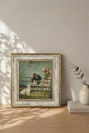 Dekoratif Antik Desenli Kare 10x10 Camlı Krem-Altın Plastik Fotoğraf Çerçevesi