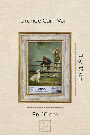 Dekoratif Antik Desenli 10x15 Ayaklı Camlı Krem-Altın Plastik Fotoğraf Çerçevesi
