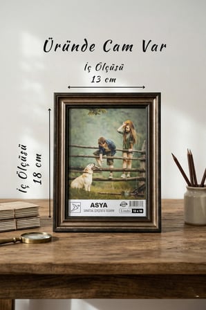 Dekoratif Antik Desenli Siyah Kahve 13x18 Ayaklı Camlı Plastik Fotoğraf Çerçevesi