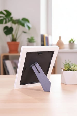 Dekoratif Antik Desenli 15x21 Ayaklı Camlı Beyaz-Gümüş Plastik Fotoğraf Çerçevesi