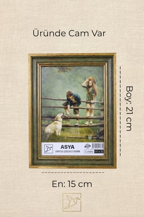 Dekoratif Antik Desenli Yeşil 15x21 (A5) Ayaklı Camlı Plastik Fotoğraf Çerçevesi