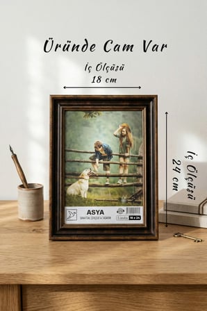 Dekoratif Antik Desenli Barok Bakır 18x24 Ayaklı Camlı Plastik Fotoğraf Çerçevesi