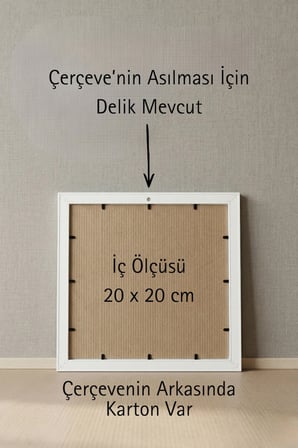 Dekoratif Antik Desenli Kare 20x20 Camlı Plastik Fotoğraf Çerçevesi