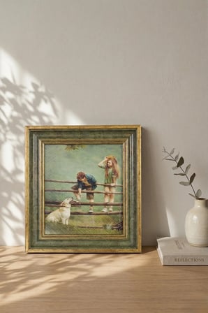 Dekoratif Antik Desenli Kare 20x20 Camlı Plastik Fotoğraf Çerçevesi