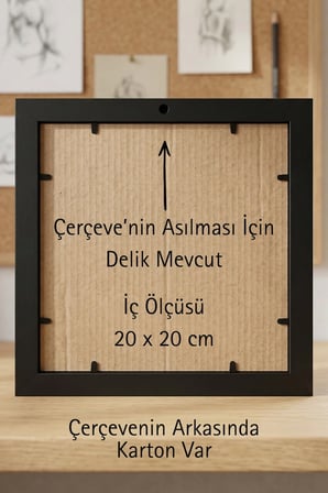 Dekoratif Antik Desenli Kare 20x20 Camlı Plastik Fotoğraf Çerçevesi