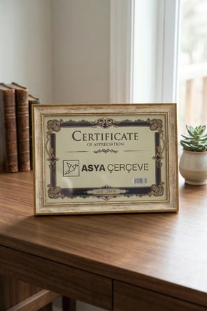 Dekoratif Antik Desenli 21x30 A4 Sertifika Antik Desenli Plastik Fotoğraf Çerçevesi