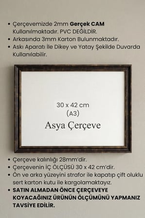 30 x 42 cm ( A3 Ebat ) Londra Model Antik Desenli Camlı Oda Mutfak Salon Koridor Poster ve Resim Çerçevesi