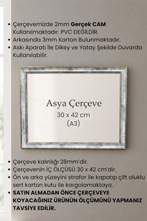 30 x 42 cm ( A3 Ebat ) Londra Model Antik Desenli Camlı Oda Mutfak Salon Koridor Poster ve Resim Çerçevesi