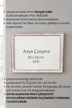 30 x 42 cm ( A3 Ebat ) Londra Model Antik Desenli Camlı Oda Mutfak Salon Koridor Poster ve Resim Çerçevesi