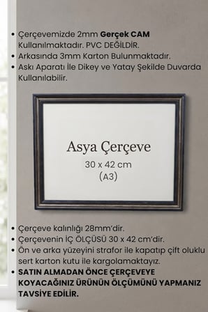 30 x 42 cm ( A3 Ebat ) Londra Model Antik Desenli Camlı Oda Mutfak Salon Koridor Poster ve Resim Çerçevesi