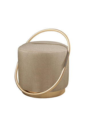  Loop Serisi Puf, Metal Halkalı Puf, Makyaj Oturağı ,Puf Bench Montajsız Oturak Gold Metal Ayaklı