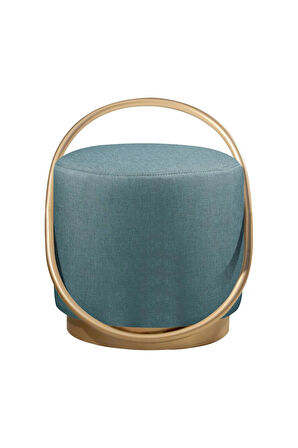  Loop Serisi Puf, Metal Halkalı Puf, Makyaj Oturağı ,Puf Bench Montajsız Oturak Gold Metal Ayaklı
