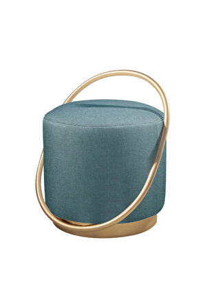  Loop Serisi Puf, Metal Halkalı Puf, Makyaj Oturağı ,Puf Bench Montajsız Oturak Gold Metal Ayaklı