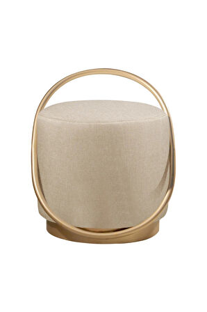  Loop Serisi Puf, Metal Halkalı Puf, Makyaj Oturağı ,Puf Bench Montajsız Oturak Gold Metal Ayaklı