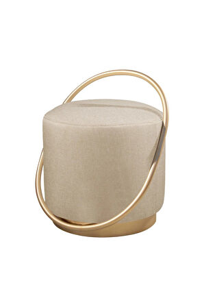  Loop Serisi Puf, Metal Halkalı Puf, Makyaj Oturağı ,Puf Bench Montajsız Oturak Gold Metal Ayaklı