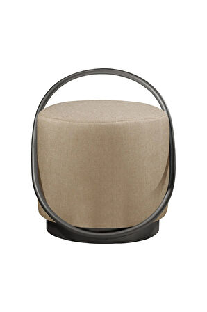 Loop Serisi Puf, Metal Halkalı Puf, Makyaj Oturağı ,Puf Bench Montajsız Oturak Siyah Metal Ayaklı