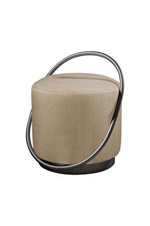 Loop Serisi Puf, Metal Halkalı Puf, Makyaj Oturağı ,Puf Bench Montajsız Oturak Siyah Metal Ayaklı