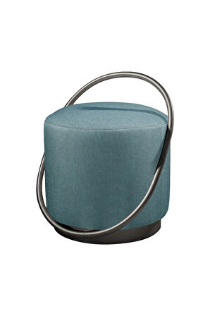 Loop Serisi Puf, Metal Halkalı Puf, Makyaj Oturağı ,Puf Bench Montajsız Oturak Siyah Metal Ayaklı