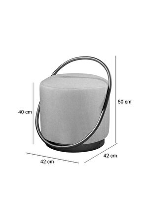 Loop Serisi Puf, Metal Halkalı Puf, Makyaj Oturağı ,Puf Bench Montajsız Oturak Siyah Metal Ayaklı