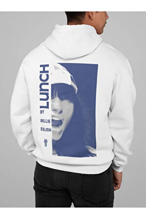 Tasarım Billie Eilish Lunch Baskılı Unisex Oversize Şarkıcı Hoodie
