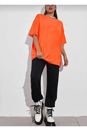 los angeles sırt baskılı o yaka oversize unisex basic t-şhirt