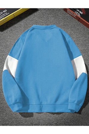 Unisex Los Angeles Baskılı Oversize Parçalı Polo Yaka Fermuarlı Sweatshirt