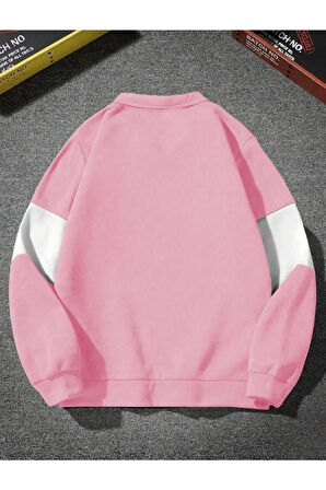 Unisex Los Angeles Baskılı Oversize Parçalı Polo Yaka Fermuarlı Sweatshirt