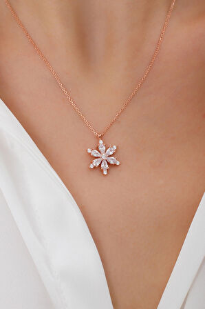 925 Ayar Gümüş Lotus Çiçeği Kadın Kolye