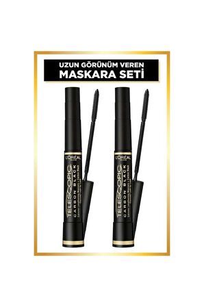 Loreal Paris Telescopic Carbon Black Maskara Siyah 2'li SET