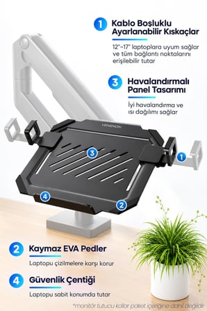 12-17,3" Laptop Standı VESA Uyumlu Monitör Koluna Takılan Laptop Tutucu Stand Laptop Aparatı VLH17