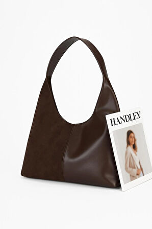 Süet ve Deri Detaylı Omuz Çantası - Yeni Sezon