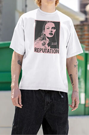 Oh Cause She Is Dead Reputation Baskılı Unisex Oversize Şarkıcı Taylor Swift Tişört