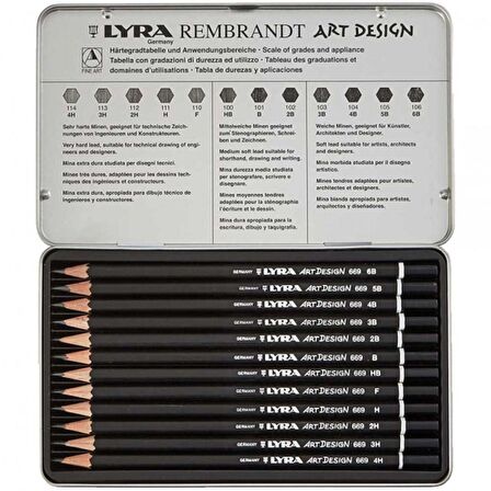 LYRA Rembrandt Art Design Dereceli Kalem 12'li Metal Kutu