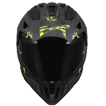 LS2 PIONEER 2 CRAZY MAT SİYAH-GRİ-NEON SARI KASK