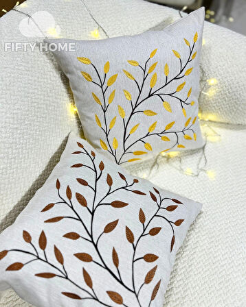  1 adet nakışlı kırlent kılıfı 43 x 43 cm kare yastık kılıfı fermuarlı