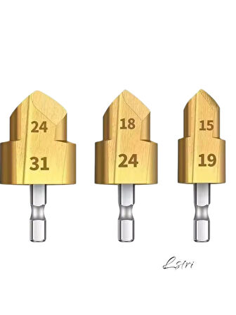 3 Parça Havşa Matkap Uç Boru Genişletme Raybalama Uç 20-25-32