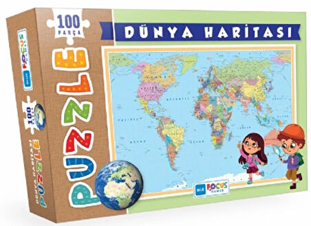 Blue Focus DÃ¼nya HaritasÄ± - Puzzle 100 ParÃ§a