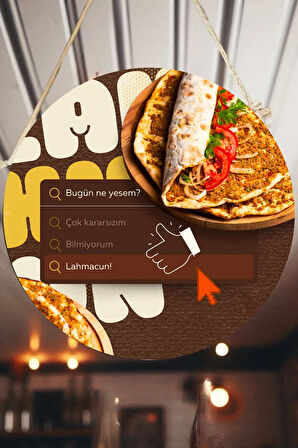 Lahmacun Salonu için Duvar, Kapı, Çift Taraflı Askılı Pano Karşılama Tabelası, Restoran Tablo Süsü