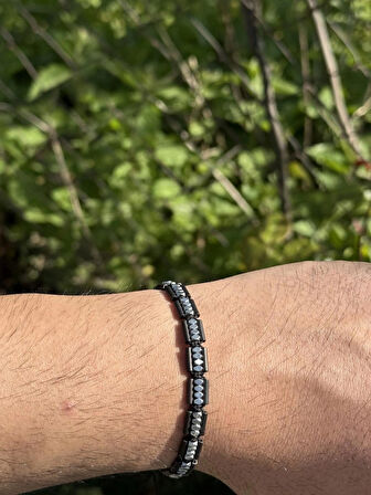 Hematit Bileklik - Lotus Black Silver Bileklik - Tasarım Bileklik Özel Kesim Ayarlanabilir 